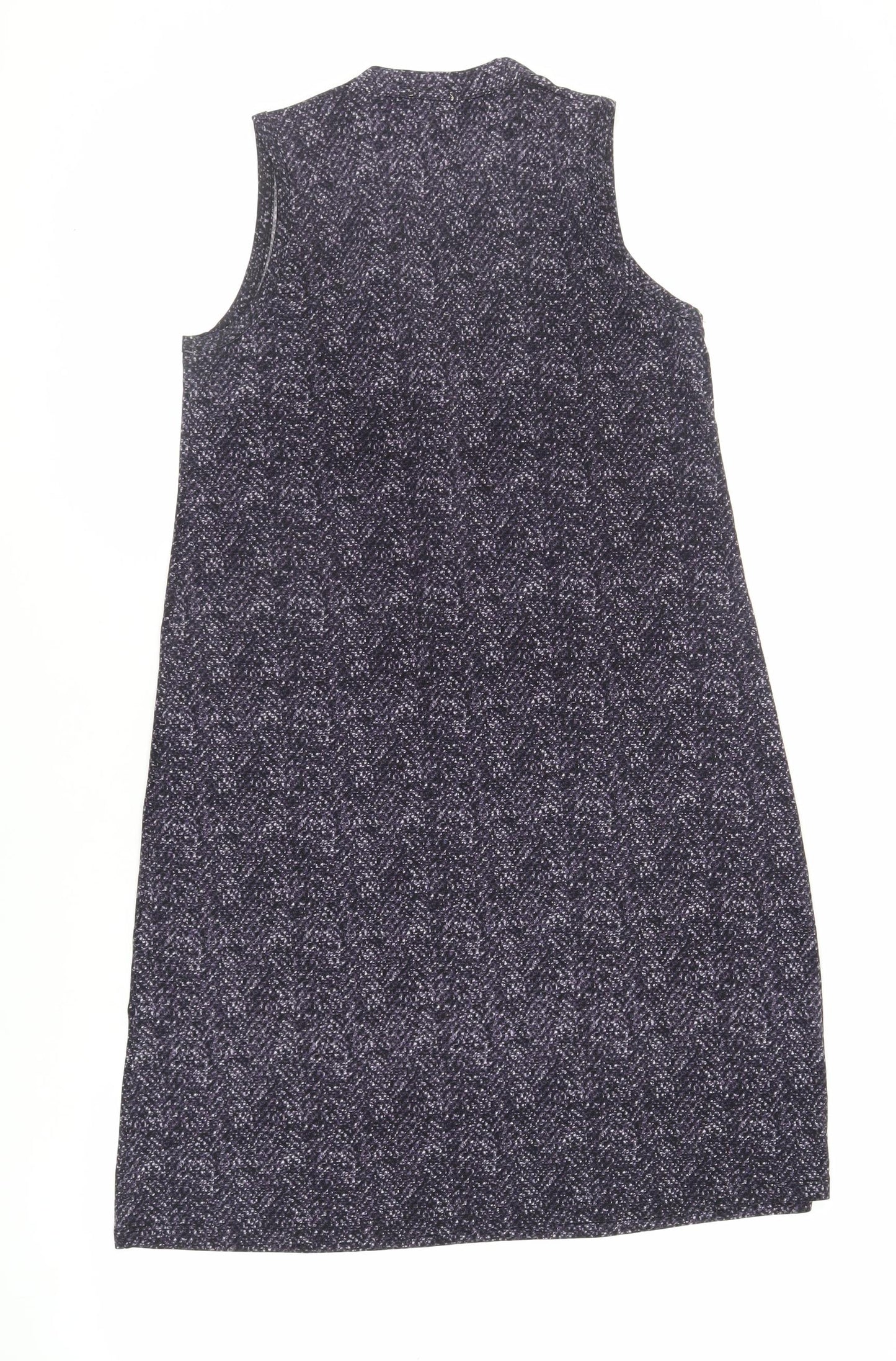 CREW Womens Purple Geometric Polyester A-Line Size S V-Neck Button