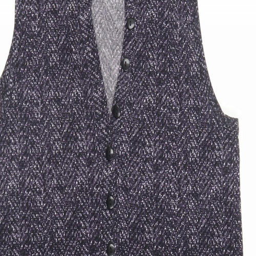 CREW Womens Purple Geometric Polyester A-Line Size S V-Neck Button