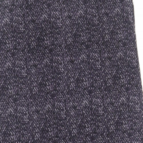 CREW Womens Purple Geometric Polyester A-Line Size S V-Neck Button