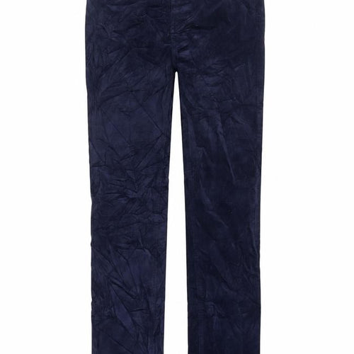 Marks and Spencer Womens Blue Cotton Trousers Size 8 L29 in Regular Zip