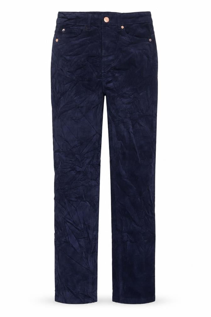 Marks and Spencer Womens Blue Cotton Trousers Size 8 L29 in Regular Zip
