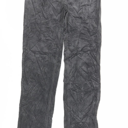 Marks and Spencer Womens Grey Cotton Trousers Size 8 L34 in Regular Zip - Long Lenght