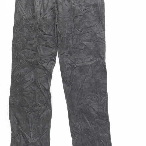 Marks and Spencer Womens Grey Cotton Trousers Size 8 L34 in Regular Zip - Long Lenght