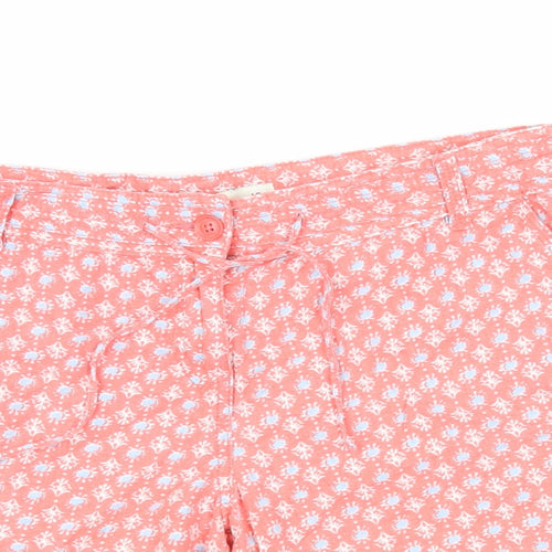 NEXT Womens Pink Geometric Linen Bermuda Shorts Size 12 L6 in Regular Zip - Adjustable Waist