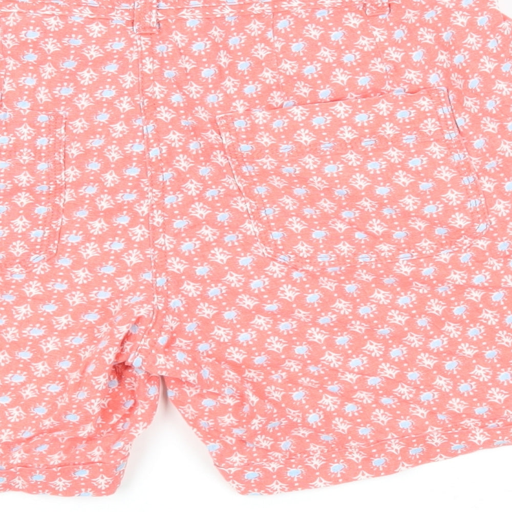 NEXT Womens Pink Geometric Linen Bermuda Shorts Size 12 L6 in Regular Zip - Adjustable Waist