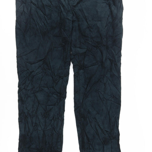 Marks and Spencer Mens Green Cotton Trousers Size 40 in L33 in Regular Zip