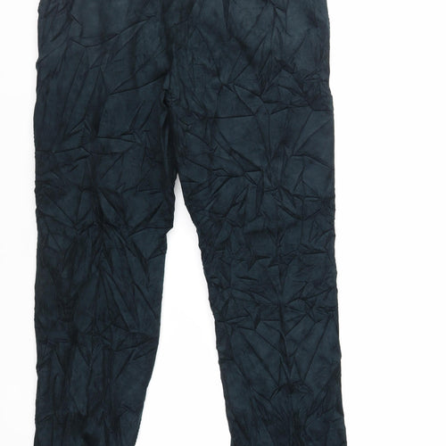 Marks and Spencer Mens Green Cotton Trousers Size 40 in L33 in Regular Zip