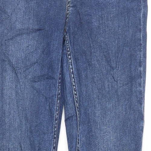 Marks and Spencer Womens Blue Cotton Bootcut Jeans Size 12 L33 in Regular Zip - Long Lenght