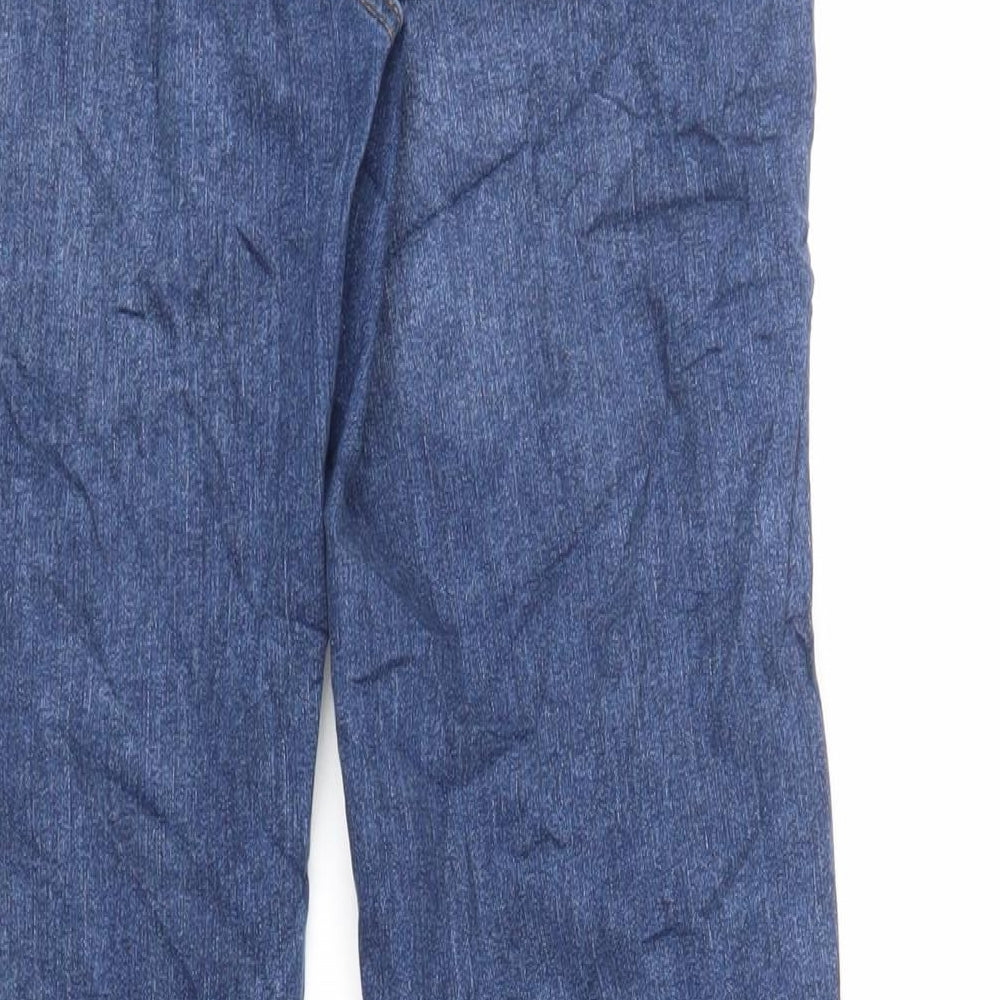 Marks and Spencer Womens Blue Cotton Bootcut Jeans Size 12 L33 in Regular Zip - Long Lenght