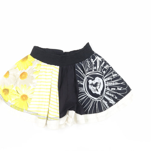 Desigual Girls Multicoloured Geometric Cotton Skater Skirt Size 7-8 Years Regular - Elasticated Waist