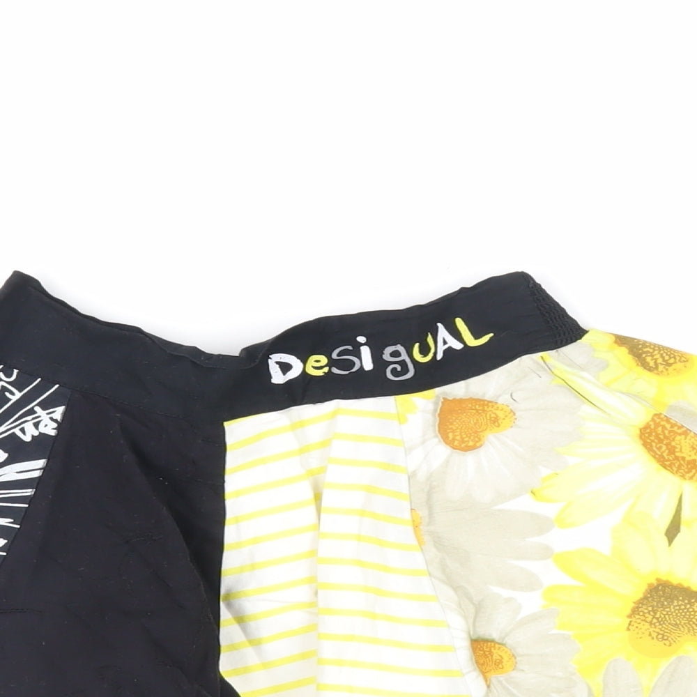 Desigual Girls Multicoloured Geometric Cotton Skater Skirt Size 7-8 Years Regular - Elasticated Waist