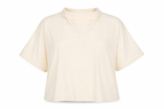 Front view of Next women’s ivory polyester basic blouse, size UK 20, roll neck