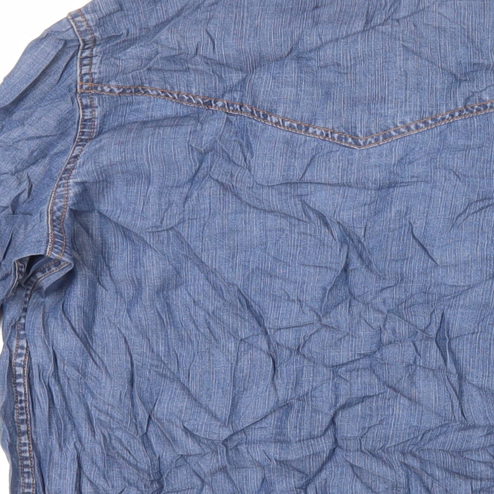 Marks and Spencer Womens Blue Lyocell Basic Button-Up Size 10 Collared