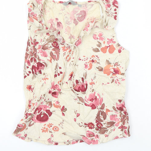 Mia Moda Womens Multicoloured Floral Linen Tunic Blouse Size 10 Sweetheart