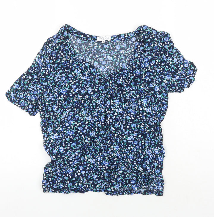 CLAUDIE PIERLOT Womens Multicoloured Floral Polyester Tunic Blouse Size 8 V-Neck