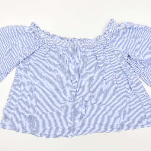 M&S Womens Multicoloured Striped Viscose Tunic Blouse Size 20 Boat Neck