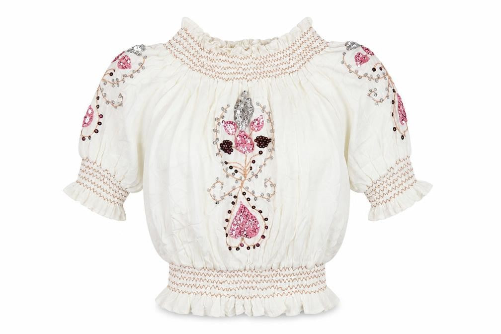 Lindsay Brown Womens Ivory Cotton Tunic Blouse Size XL Boat Neck - Sequin Detail