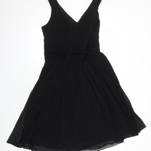 NEXT Womens Black Nylon A-Line Size 16 V-Neck - Beaded Detail