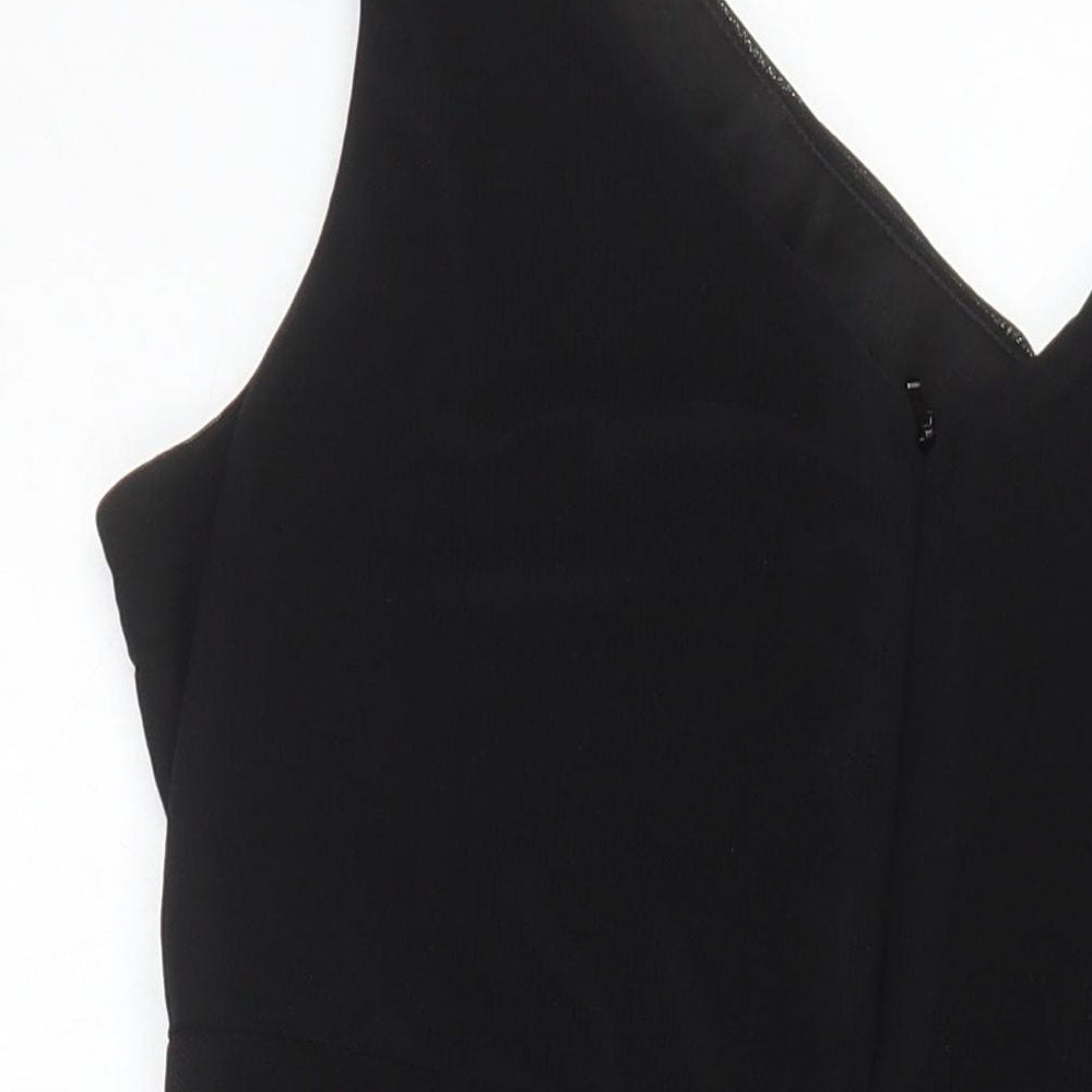 NEXT Womens Black Nylon A-Line Size 16 V-Neck - Beaded Detail