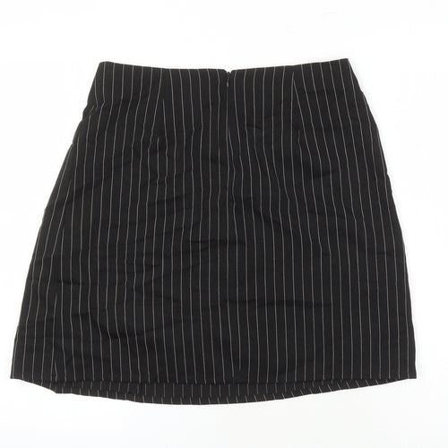 Boohoo Womens Black Striped Polyester Mini Skirt Size 12