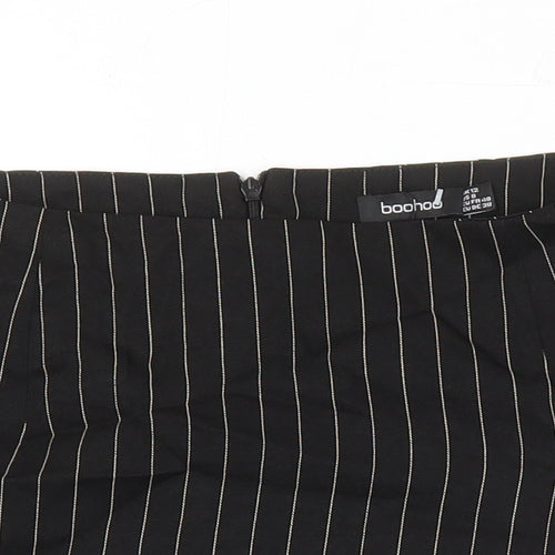 Boohoo Womens Black Striped Polyester Mini Skirt Size 12