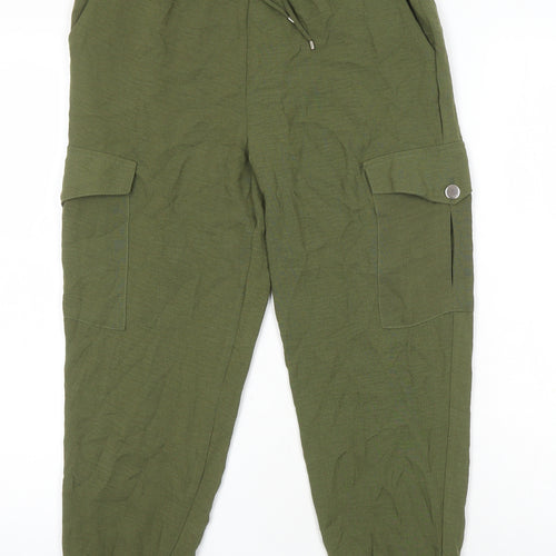 Dorothy Perkins Womens Green Polyester Cargo Trousers Size 8 L22 in Regular