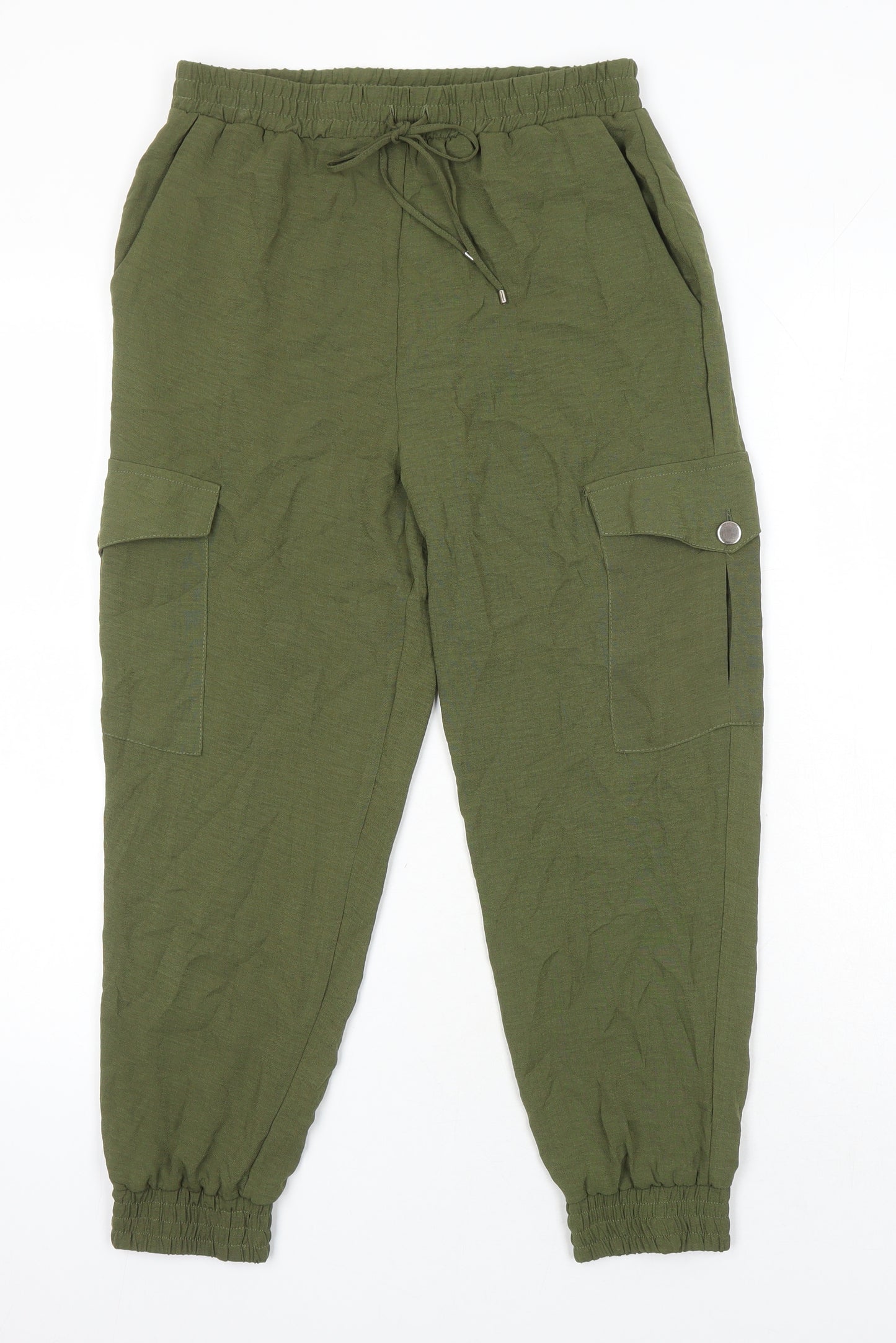 Dorothy Perkins Womens Green Polyester Cargo Trousers Size 8 L22 in Regular