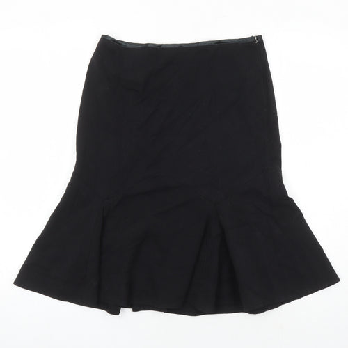 Miss Selfridge Womens Black Herringbone Polyester A-Line Skirt Size 10 Tie