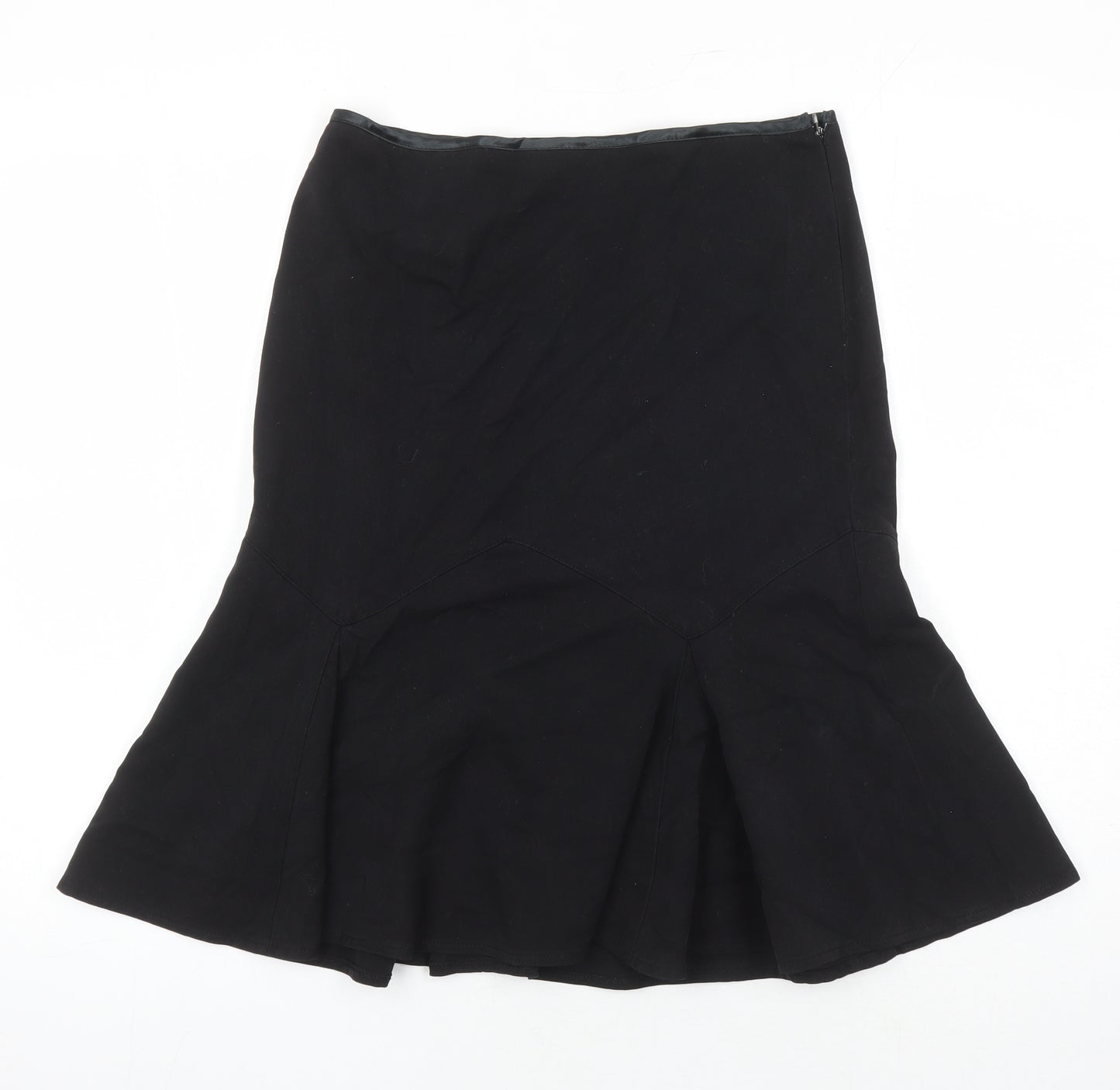 Miss Selfridge Womens Black Herringbone Polyester A-Line Skirt Size 10 Tie