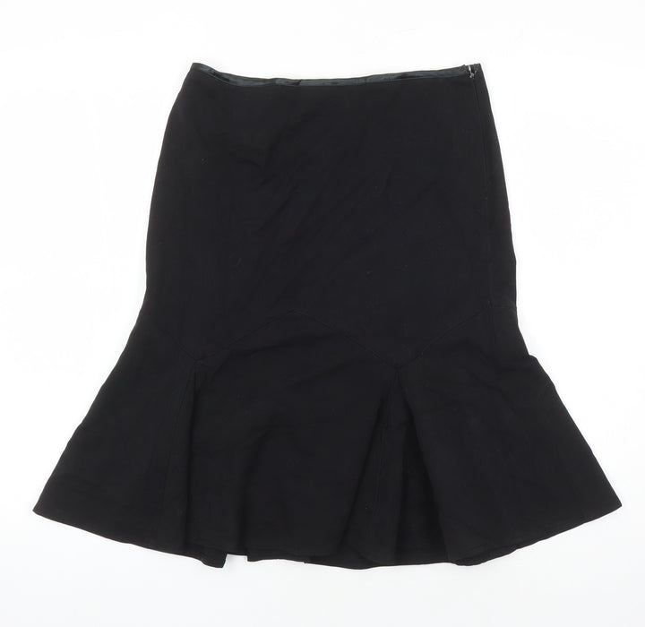 Miss Selfridge Womens Black Herringbone Polyester A-Line Skirt Size 10 Tie
