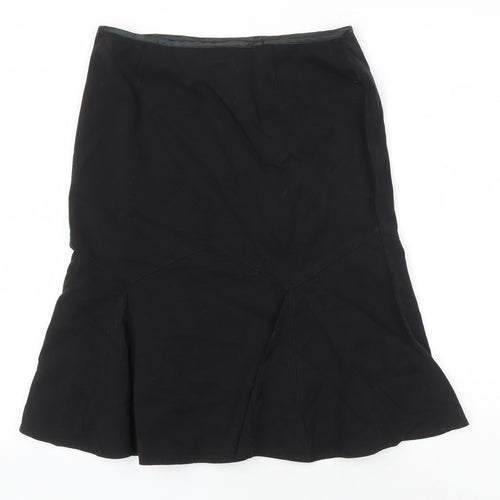 Miss Selfridge Womens Black Herringbone Polyester A-Line Skirt Size 10 Tie