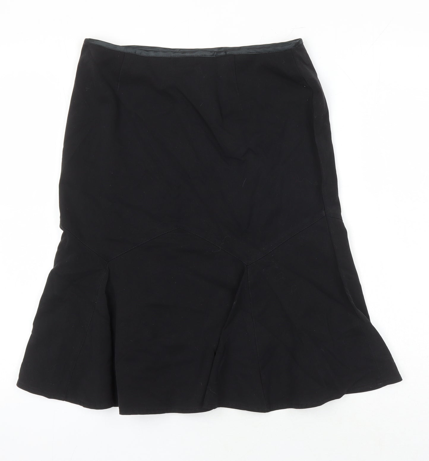Miss Selfridge Womens Black Herringbone Polyester A-Line Skirt Size 10 Tie