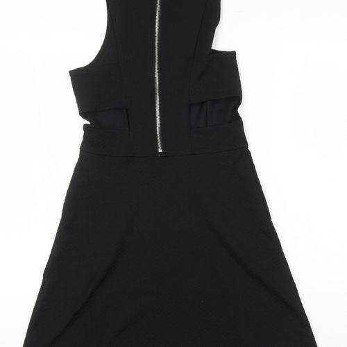 H&M Womens Black Polyester A-Line Size 8 Round Neck