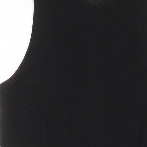 H&M Womens Black Polyester A-Line Size 8 Round Neck