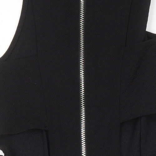 H&M Womens Black Polyester A-Line Size 8 Round Neck