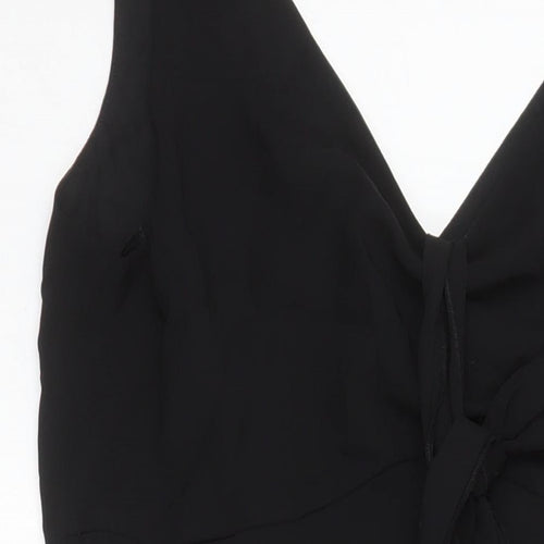 Marks and Spencer Womens Black Polyester A-Line Size 12 V-Neck Zip