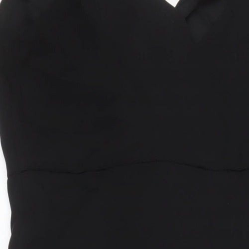 Marks and Spencer Womens Black Polyester A-Line Size 12 V-Neck Zip