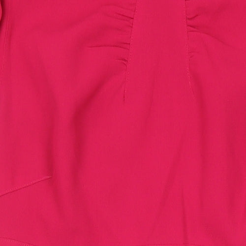 Marks and Spencer Womens Pink Houndstooth Polyester Shift Size 12 Round Neck