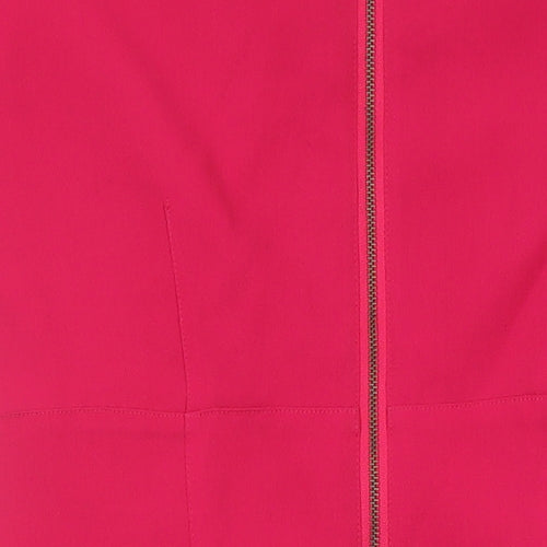 Marks and Spencer Womens Pink Houndstooth Polyester Shift Size 12 Round Neck