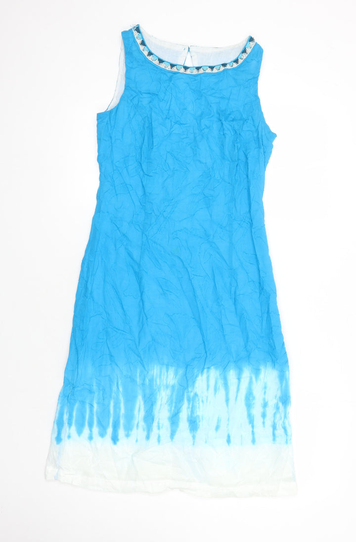 Roman Womens Multicoloured Tie Dye 100% Cotton Shift Size 10 Boat Neck