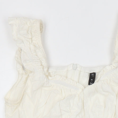 Zaful Womens Ivory Polyester Tunic Blouse Size 8 Scoop Neck