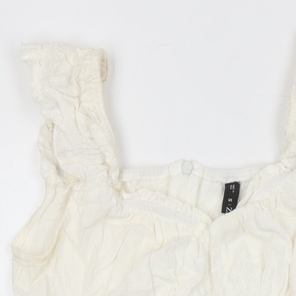 Zaful Womens Ivory Polyester Tunic Blouse Size 8 Scoop Neck
