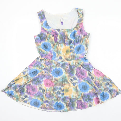 By Henry Holland Womens Multicoloured Floral Polyester Fit & Flare Size 12 Boat Neck