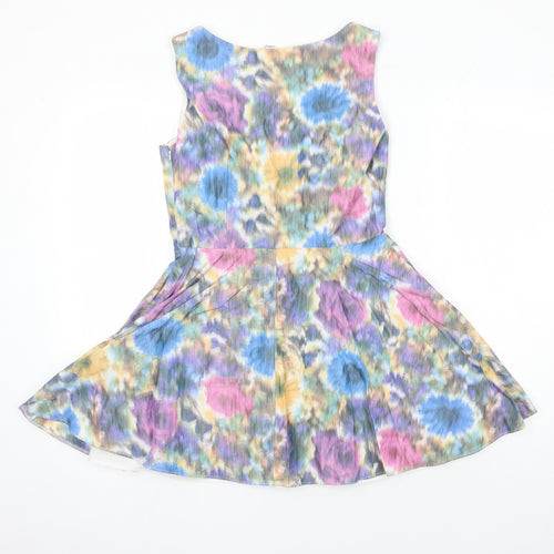 By Henry Holland Womens Multicoloured Floral Polyester Fit & Flare Size 12 Boat Neck
