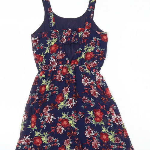 H&M Womens Multicoloured Floral Polyester A-Line Size 6 Scoop Neck