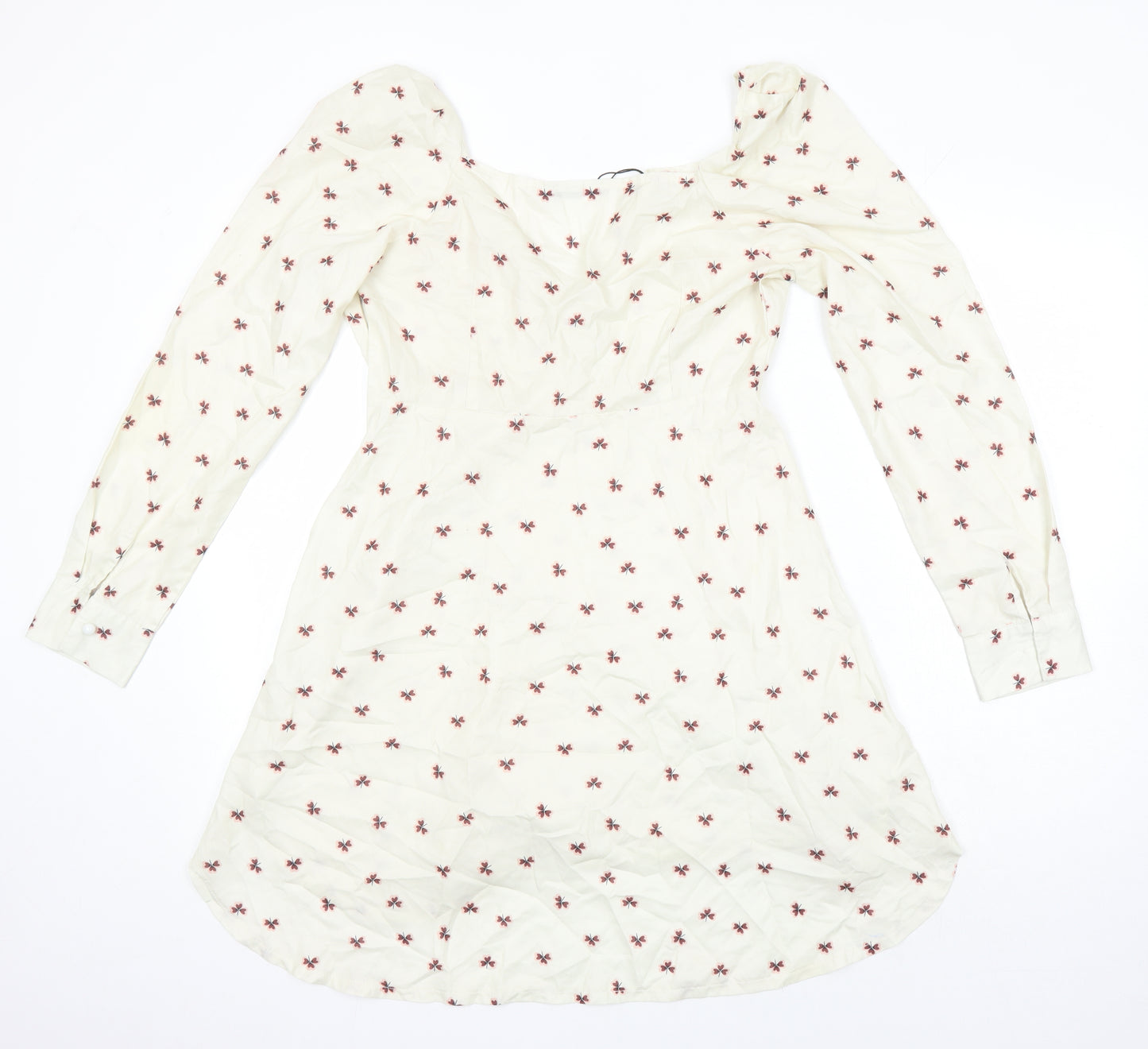 Nasty Gal Womens Multicoloured Geometric Polyester A-Line Size 10 Boat Neck Zip
