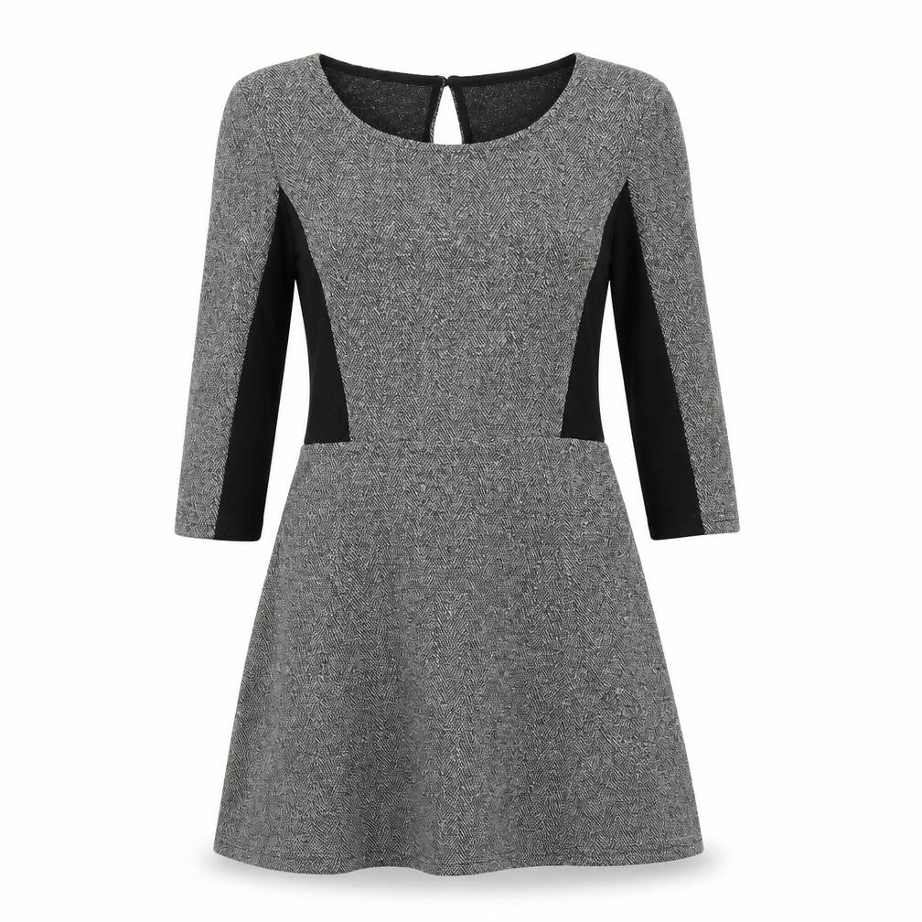 Front view of H&M women’s multicoloured polyester a-line, size UK 8, boat neck