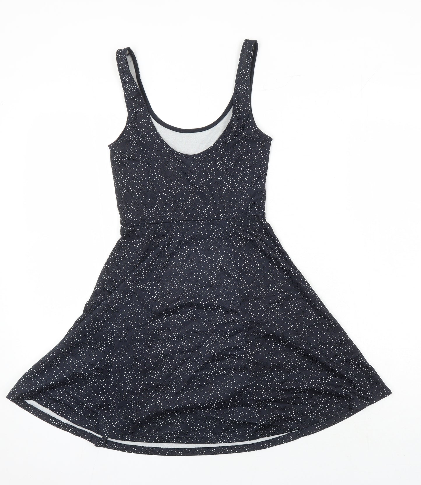H&M Womens Black Geometric Polyester A-Line Size 6 Scoop Neck