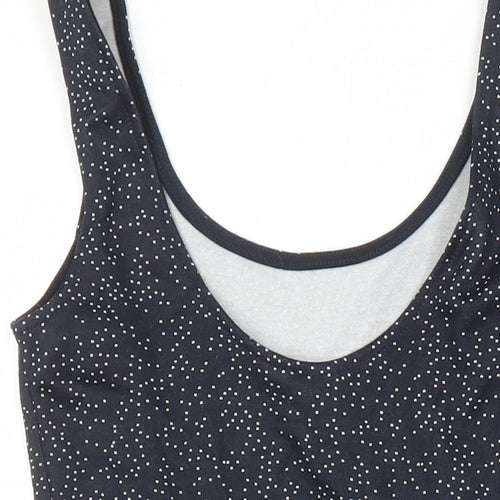 H&M Womens Black Geometric Polyester A-Line Size 6 Scoop Neck