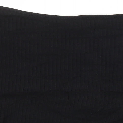 ASOS Womens Black Viscose Cropped T-Shirt Size 12 V-Neck